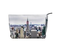 Trousse de maquillage en velours côtelé avec imprimé fleurs de cerisier roses pour femmes et filles, organiseur de voyage spacieux pour maquillage, articles de toilette et essentiels, New York Fashion