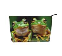 Trousse de maquillage en velours côtelé avec imprimé grenouille mignonne, petite trousse de toilette, trousse de maquillage de voyage multifonctionnelle pour femme