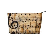 Trousse de maquillage en velours côtelé avec imprimé London Street Rouge, Imprimé note de musique, Taille unique, Trousse de toilette