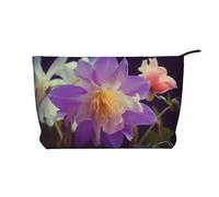 Trousse de maquillage en velours côtelé avec imprimé marbre noir pour femmes et filles, organiseur de voyage spacieux pour maquillage, articles de toilette et essentiels, Beautiful Flowers, Taille