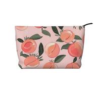 Trousse de maquillage en velours côtelé avec imprimé requins pour femmes et filles, organiseur de voyage spacieux pour maquillage, articles de toilette et essentiels, Motif pêche rose., Taille unique