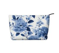 Trousse de maquillage en velours côtelé doux avec fermeture éclair pour femme - Organiseur de toilette de voyage pour un usage quotidien (fleur verte, herbe, feuilles et branches de sauge), Roses