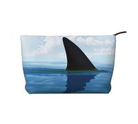 Trousse de maquillage en velours côtelé doux avec fermeture éclair pour femme - Organiseur de toilette de voyage pour un usage quotidien (flamants roses sur blanc), Shark Cum, Taille unique