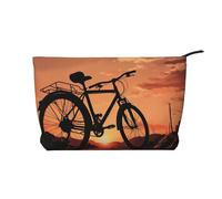 Trousse de maquillage en velours côtelé doux avec fermeture éclair pour femme - Organiseur de toilette de voyage pour un usage quotidien (motif spirale abstrait jaune), Vélo de route, Taille unique