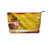 Trousse de maquillage en velours côtelé doux avec fermeture éclair pour femme - Organiseur de toilette de voyage pour un usage quotidien (flamants roses sur blanc), Drapeau de l'Espagne., Taille