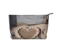 Trousse de maquillage en velours côtelé doux avec fermeture éclair pour femme - Organiseur de toilette de voyage pour un usage quotidien (Jour des forces armées américaines), Porte cœur sable plage