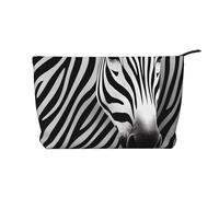 Trousse de maquillage en velours côtelé doux avec fermeture éclair pour femme pour un usage quotidien (motif flamant rose), Zébré, Taille unique