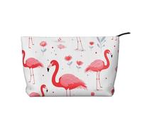 Trousse de maquillage en velours côtelé doux avec fermeture éclair pour femme pour un usage quotidien (motif flamant rose), Motif flamant rose, Taille unique