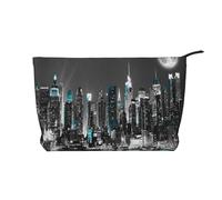 Trousse de maquillage en velours côtelé doux avec fermeture éclair pour femme pour un usage quotidien (coccinelle sur marguerite), New York Paintings, Taille unique