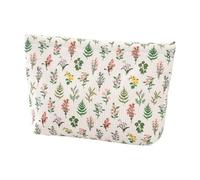 Trousse de maquillage en velours côtelé doux de qualité supérieure avec plusieurs compartiments de rangement pour voyage et trajets quotidiens, Motif floral, As the pic show