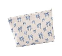 Trousse de maquillage en velours côtelé doux de qualité supérieure avec plusieurs compartiments de rangement pour voyage et trajets quotidiens, Nœud bleu, As the pic show