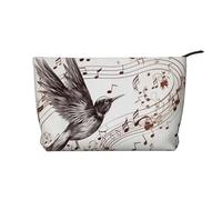 Trousse de maquillage en velours côtelé imprimé ananas doré pour voyage et usage quotidien, pochette élégante pour femme, Notes de musique oiseau volant, Taille unique, Trousse de maquillage