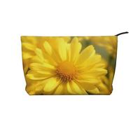 Trousse de maquillage en velours côtelé imprimé ananas doré pour voyage et usage quotidien, pochette élégante pour femme, Tableau Fleur Jaune, Taille unique, Trousse de maquillage