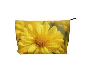 Trousse de maquillage en velours côtelé imprimé ananas doré pour voyage et usage quotidien, pochette élégante pour femme, Tableau Fleur Jaune, Taille unique, Trousse de maquillage