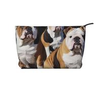 Trousse de maquillage en velours côtelé imprimé bouledogues anglais pour femme - Jolie trousse de maquillage de voyage avec dragonne, Noir , Taille unique, Trousse de maquillage