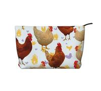 Trousse de maquillage en velours côtelé imprimé castor pour les voyages et un usage quotidien, pochette élégante pour femme, A Brood of Poules., Taille unique, Trousse de maquillage