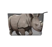 Trousse de maquillage en velours côtelé imprimé castor pour les voyages et un usage quotidien, pochette élégante pour femme, Animal Rhino, Taille unique, Trousse de maquillage