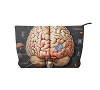 Trousse de maquillage en velours côtelé imprimé cerveau humain pour voyage et usage quotidien, pochette élégante pour femme, Noir , Taille unique, Trousse de maquillage