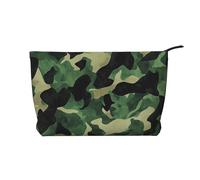 Trousse de maquillage en velours côtelé imprimé chimie pour femmes et filles, organiseur de voyage spacieux pour maquillage, articles de toilette et essentiels, vert camouflage, Taille unique, Trousse