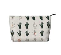 Trousse de maquillage en velours côtelé imprimé coucher de soleil tropical pour voyage et usage quotidien, pochette élégante pour femme, Art de l'alphabet en langue des signes, Taille unique, Trousse