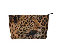 Trousse de maquillage en velours côtelé imprimé léopard sauvage pour femmes, mamans, filles, Animal léopard sauvage, Taille unique, Trousse de toilette
