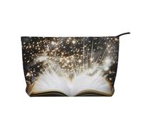 Trousse de maquillage en velours côtelé imprimé Magic Book pour voyage et usage quotidien, pochette élégante pour femme, Noir , Taille unique, Trousse de maquillage