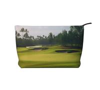 Trousse de maquillage en velours côtelé imprimé Merry Christmas pour voyage et usage quotidien, élégante pochette à main, trousse de maquillage pour femme, Terrain de golf., Taille unique, Trousse de