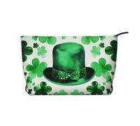 Trousse de maquillage en velours côtelé imprimé petit panda rouge pour voyage et usage quotidien, pochette élégante pour femme, Happy St Patrick's Day, Taille unique, Trousse de maquillage