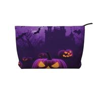 Trousse de maquillage en velours côtelé imprimé soleil, papillons, fleurs, pour voyage et usage quotidien, pochette élégante pour femme, Violet Halloween Horror, Taille unique, Trousse de maquillage