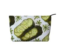 Trousse de maquillage en velours côtelé imprimé sushi aneth cornichons pour femme - Jolie trousse de maquillage de voyage avec dragonne, Noir , Taille unique, Trousse de maquillage