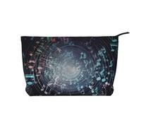 Trousse de maquillage en velours côtelé imprimée de fleurs de coquelicot pour voyage et usage quotidien, pochette élégante pour femme, Notes de musique., Taille unique, Trousse de maquillage