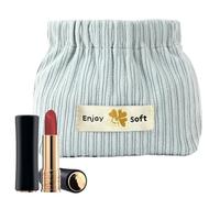 Trousse de maquillage en velours côtelé - Petite trousse de rangement portable et spacieuse pour ranger des épingles à cheveux, des bijoux, des cotons-tiges, du pintalabi, bleu, Consulte la