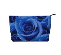 Trousse de maquillage en velours côtelé pour femme - Trousse de toilette de voyage douce avec fermeture éclair pour un usage quotidien (Chalet by The Lake), Bleu Rose, Taille unique