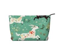 Trousse de maquillage en velours côtelé pour femmes et filles, motif chien husky, organisateur de cosmétiques de voyage spacieux pour maquillage, articles de toilette et essentiels, Goat Frolic