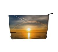 Trousse de maquillage en velours côtelé pour femmes et filles, organiseur de voyage spacieux pour maquillage, articles de toilette et essentiels, Sunrise Horizon, Taille unique, Trousse de maquillage