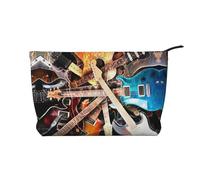 Trousse de maquillage en velours côtelé pour guitare musicale Grand format, Noir , Taille unique