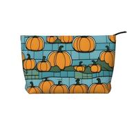 Trousse de Maquillage en Velours côtelé PumpkinParade avec Une Doublure Robuste pour Les Voyages et l'utilisation Quotidienne