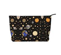 Trousse de Maquillage en Velours côtelé Stars Earth and Darkness avec Une Doublure Robuste pour Les Voyages et l'utilisation Quotidienne