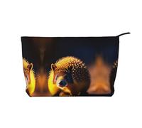 Trousse de Maquillage en Velours côtelé Timid Hedgehog avec Une Doublure Robuste pour Les Voyages et l'utilisation Quotidienne