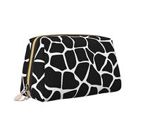 Trousse de Maquillage esthétique en Cuir avec Fermeture éclair, Sac à cosmétiques de Voyage avec imprimé Animal Girafe Noir et Blanc, Grande Trousse de Maquillage imperméable, Trousse de Toilette pou