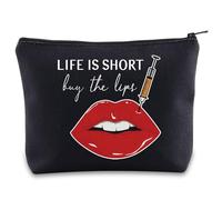 Trousse de maquillage esthétique pour infirmière, chirurgie plastique, cadeau pour infirmière, la vie est courte, achetez les lèvres, sac à fermeture éclair pour infirmière, Est court Royaume-Uni