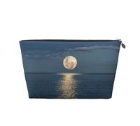 Trousse de maquillage étanche avec imprimé lune en mer et lune brillante pour sac à main, trousse de beauté étanche pour femmes et filles, Argenté., Taille unique, Trousse de beauté