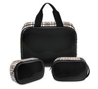Trousse de maquillage ethnique égyptienne hiéroglyphes pour homme et femme, trousse de toilette translucide, trousse de douche, 3 pièces, articles de toilette de voyage, organisateur de cosmétiques,