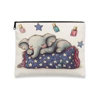 Trousse de maquillage étoilée, joli éléphant endormi, organisateur de cosmétiques de voyage pour femme, petite pochette portable en toile à fermeture éclair, cadeau de vacances, trousse de toilette