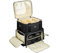 Trousse de Maquillage Extra Large avec 3 Étuis Amovibles, Malette de Maquillage de Voyage Double Couche avec Séparateurs Amovibles, Noir