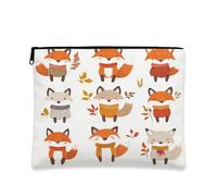 Trousse de maquillage Fall Fox de 17,8 x 22,9 cm pour sac à main de voyage, trousse de maquillage vintage d'automne pour femme, cadeau de ferme de campagne en toile portable avec fermeture éclair