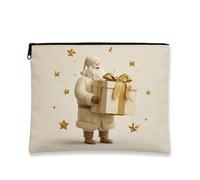 Trousse de maquillage fantaisie, cadeau de Père Noël, trousse de maquillage pour les vacances, les voyages, petite trousse de toilette portable en toile à fermeture éclair, trousse de toilette de Noël