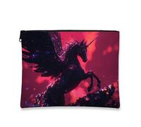 Trousse de maquillage fantaisie cheval magique, trousse de maquillage scintillante de minuit avec fermeture éclair, pochette portable en toile pour femme, cadeau pour Halloween trousse de toilette