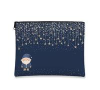 Trousse de maquillage fantaisie en forme de nain de nain de mer, pochette de voyage pour femme, petite pochette portable en toile à fermeture éclair, trousse de toilette pour les vacances, bleu marine