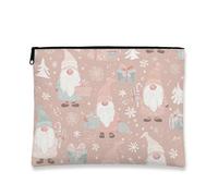 Trousse de maquillage fantaisie, joli nain de vacances, pochette de voyage pour femme, petite pochette portable en toile à fermeture éclair, trousse de toilette d'hiver, pêche, 7x9 Inch, Nain de
